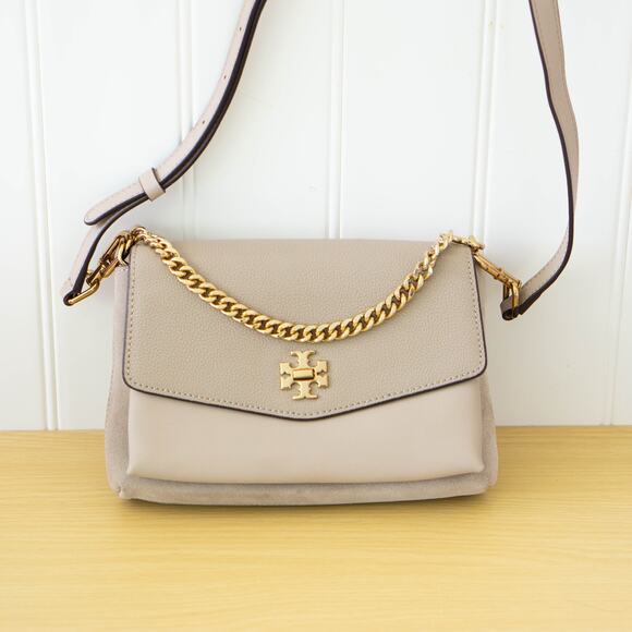 Tory Burch Kira Leather & Suede Shoulder Bag Gray - Picture 2 of 8